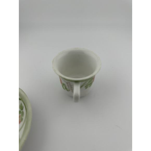Vintage Hand Painted Mini Teacup and Saucer Signed Porcelain Floral - Picture 6 of 9